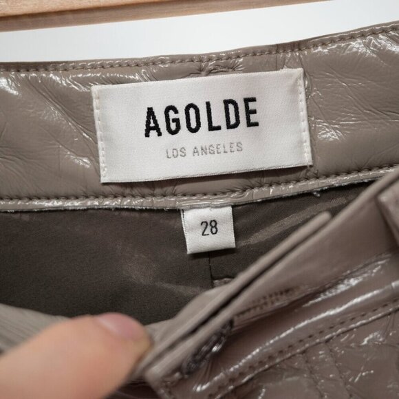 Agolde Recycled Leather 90's Pinch Waist Pants in Quail Patent | 28 - Picture 4 of 11